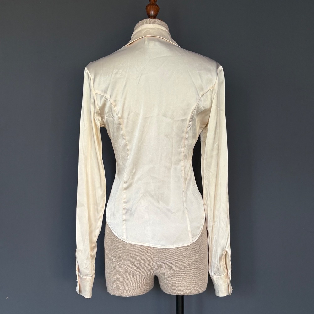 New w Tags - 1990s Todd Oldham Cream Silk Blouse | Size Small | Rare Deadstock - Picture 3 of 13